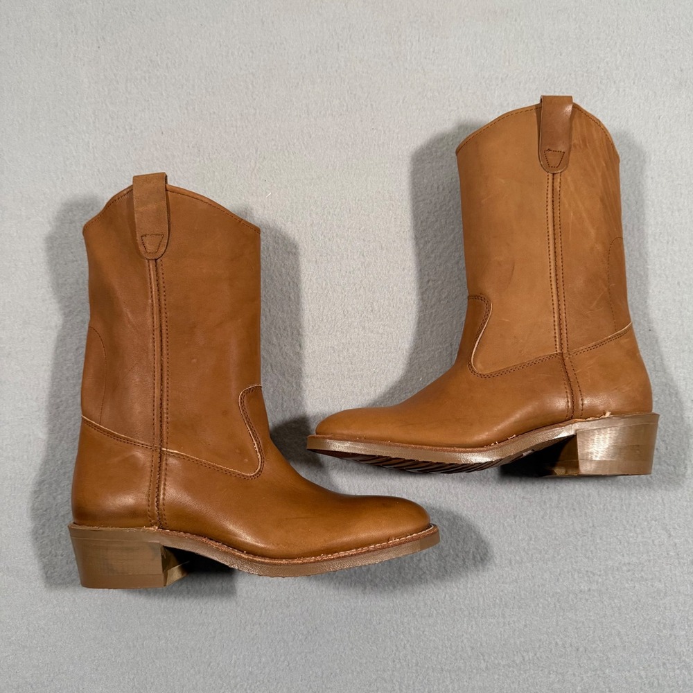 Vintage Acme Campus Boots Tan Leather Western Vibram Sole Men 7.5 D L762274